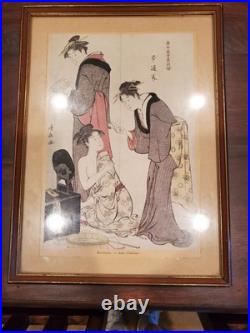 Antique Ukiyo-e Kiyonaga Torii Beauty Painting Japanese Woodblock Print