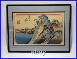 Antique Utagawa Hiroshige Japanese Woodblock Print,'Hakone View of the Lake
