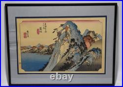Antique Utagawa Hiroshige Japanese Woodblock Print,'Hakone View of the Lake