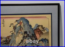 Antique Utagawa Hiroshige Japanese Woodblock Print,'Hakone View of the Lake