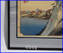 Antique Utagawa Hiroshige Japanese Woodblock Print,'Hakone View of the Lake