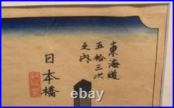 Antique Utagawa Hiroshige Japanese Woodblock Print,'Morning View of Nihonbashi