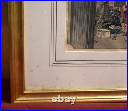 Antique Utagawa Hiroshige Japanese Woodblock Print,'Morning View of Nihonbashi