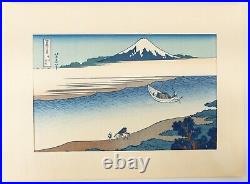 Antique Vintage Japanese Ukiyo-e Woodblock Print River Tama after Hokusai