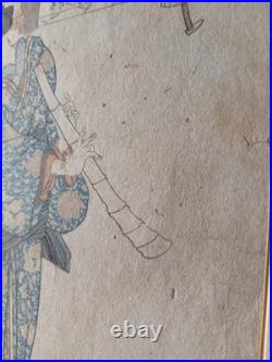 Antique Woodblock Print By Utagawa Kunisada RARE PRINT older restoration AS IS