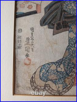 Antique Woodblock Print By Utagawa Kunisada RARE PRINT older restoration AS IS