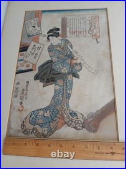 Antique Woodblock Print By Utagawa Kunisada RARE PRINT older restoration AS IS