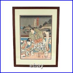 Antique Woodblock Print On Rice Paper Toyokuni Kunisada (1786-1864) Original