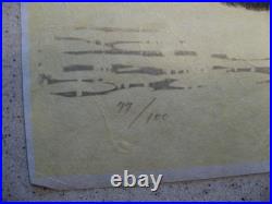 Aoyoma Masaharu Black Cat Japanese Woodblock Print Limited Edition 77/100 Signed Aoyoma Masaharu Black Cat Japanese Woodblock Print Limited Edition 77/100 Signed