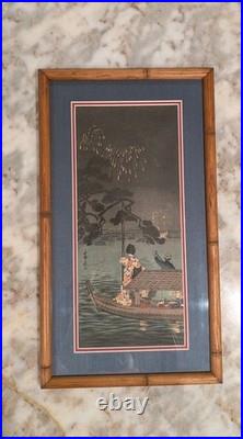 Authentic Woodblock by Shotei Takahashi (Hiroaki) Ryogoku Fireworks circa 1923