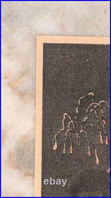 Authentic Woodblock by Shotei Takahashi (Hiroaki) Ryogoku Fireworks circa 1923