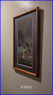 Authentic Woodblock by Shotei Takahashi (Hiroaki) Ryogoku Fireworks circa 1923