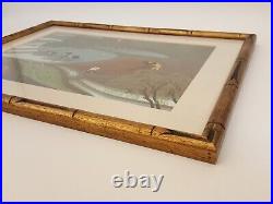Bakufu Ohno woodblock print'Planting Rice' listed artist framed gilt signed