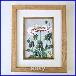 Benji Asada Japanese Woodblock Print Poppy Signed Framed Art