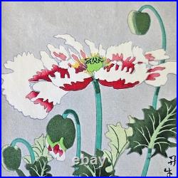 Benji Asada Japanese Woodblock Print Poppy Signed Framed Art