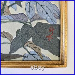 Benji Asada Japanese Woodblock Print Poppy Signed Framed Art
