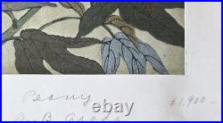 Benji Asada Japanese Woodblock Print Poppy Signed Framed Art
