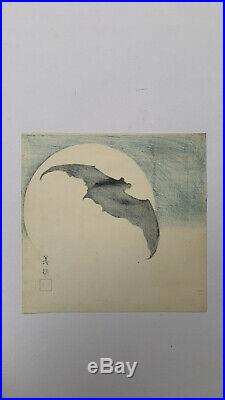 Biho circa 1860 Bat in the Moon Japanese Woodblock Prints Ukiyo-e