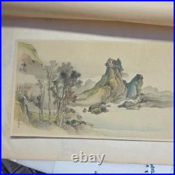 Bunpo Tani Japanese Woodblock Landscape Print Rock River Text Red Seal