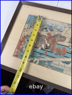 C. 1868 Japanese Utagawa Yoshiiku 1833-1904 7th Act Of Kabuki Woodblock Print