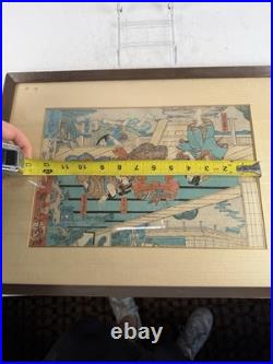 C. 1868 Japanese Utagawa Yoshiiku 1833-1904 7th Act Of Kabuki Woodblock Print