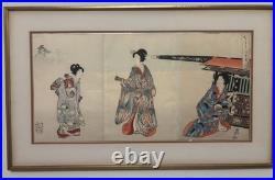 Chikanobu Woodblock Print Triptych 1895 (Noble Ladies in Waiting)