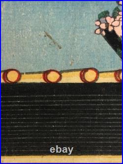 Chikanobu Woodblock Print Triptych Emperor visiting Yasukuni Shrine, Beauty