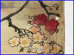 Chikanobu Woodblock Print Triptych Sumida River Spring Blossoms, Sakura, Bijin-ga
