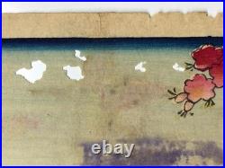 Chikanobu Woodblock Print Triptych Sumida River Spring Blossoms, Sakura, Bijin-ga