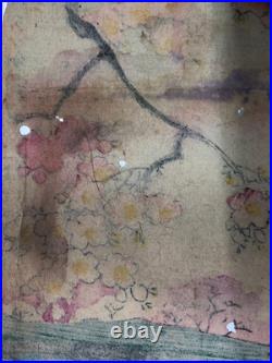 Chikanobu Woodblock Print Triptych Sumida River Spring Blossoms, Sakura, Bijin-ga