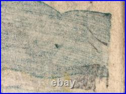 Chikanobu Woodblock Print Triptych Sumida River Spring Blossoms, Sakura, Bijin-ga