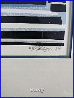 Clifton Karhu Signed Dated Framed Limited Edition Original Woodblock Nara Snow
