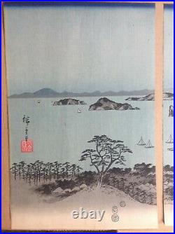 EXTREMELY RARE Complete set of Japanese woodblock print triptychs HIROSHIGE