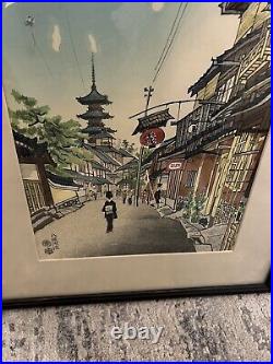 E. Kotozuka Japanese Woodblock print Street Scene In Kyoto On New Year's Day