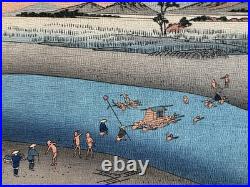 Early 20th Century Utagawa Hiroshige Japanese Woodblock Art Prints River Scenes