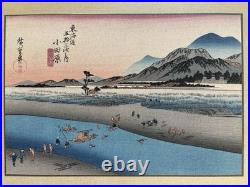 Early 20th Century Utagawa Hiroshige Japanese Woodblock Art Prints River Scenes