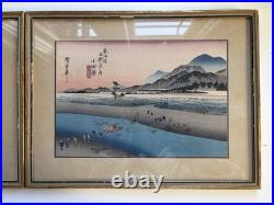 Early 20th Century Utagawa Hiroshige Japanese Woodblock Art Prints River Scenes