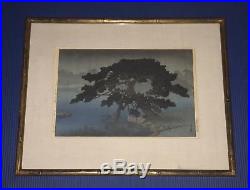 Estate 1937 Hasui Kawase Signed Rain At Onshi Park Shiba Large Woodblock Print
