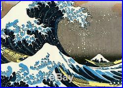 Famous HOKUSAI Japanese ukiyo-e woodblock print. THE GREAT WAVE