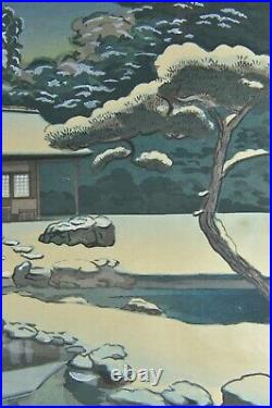 Fine Old Japanese Bakufu Ohno Woodblock Tea House In Snow Scholar Art