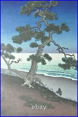 Fine Old Japanese Woodblock Print Tsuchiya Koitsu Suma Beach Wood Block