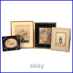 Four Antique Japanese Woodblock Prints C1920