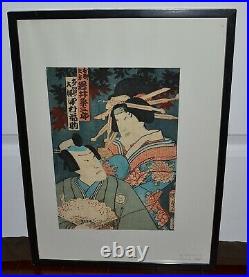 Framed Japanese Woodblock Print Utagawa Kunisada II C 1850