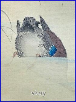 Framed Mid-century Japanese Woodblock Signed Water Fowl Duck Bird Print