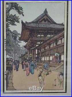 Framed Yoshida Hiroshi Japanese Woodblock Print Daibutsu Temple Gate
