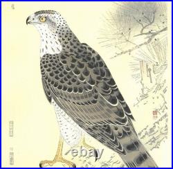 Fukuda Suiko Hawk Japanese Woodblock Print Taisho Echizen Washi Ukiyo-e Art