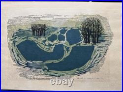 Fumio Fujita Rural Landscape D Woodblock Print 153/200 1969 Signed Framed 006
