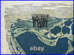 Fumio Fujita Rural Landscape D Woodblock Print 153/200 1969 Signed Framed 006