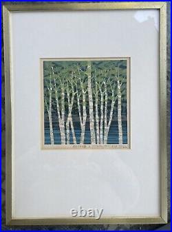 Fumio Fujita Signed Limited 23/200 Banks Of Birch Forest Woodblock Print (1978)