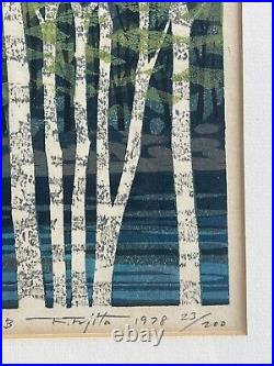Fumio Fujita Signed Limited 23/200 Banks Of Birch Forest Woodblock Print (1978)